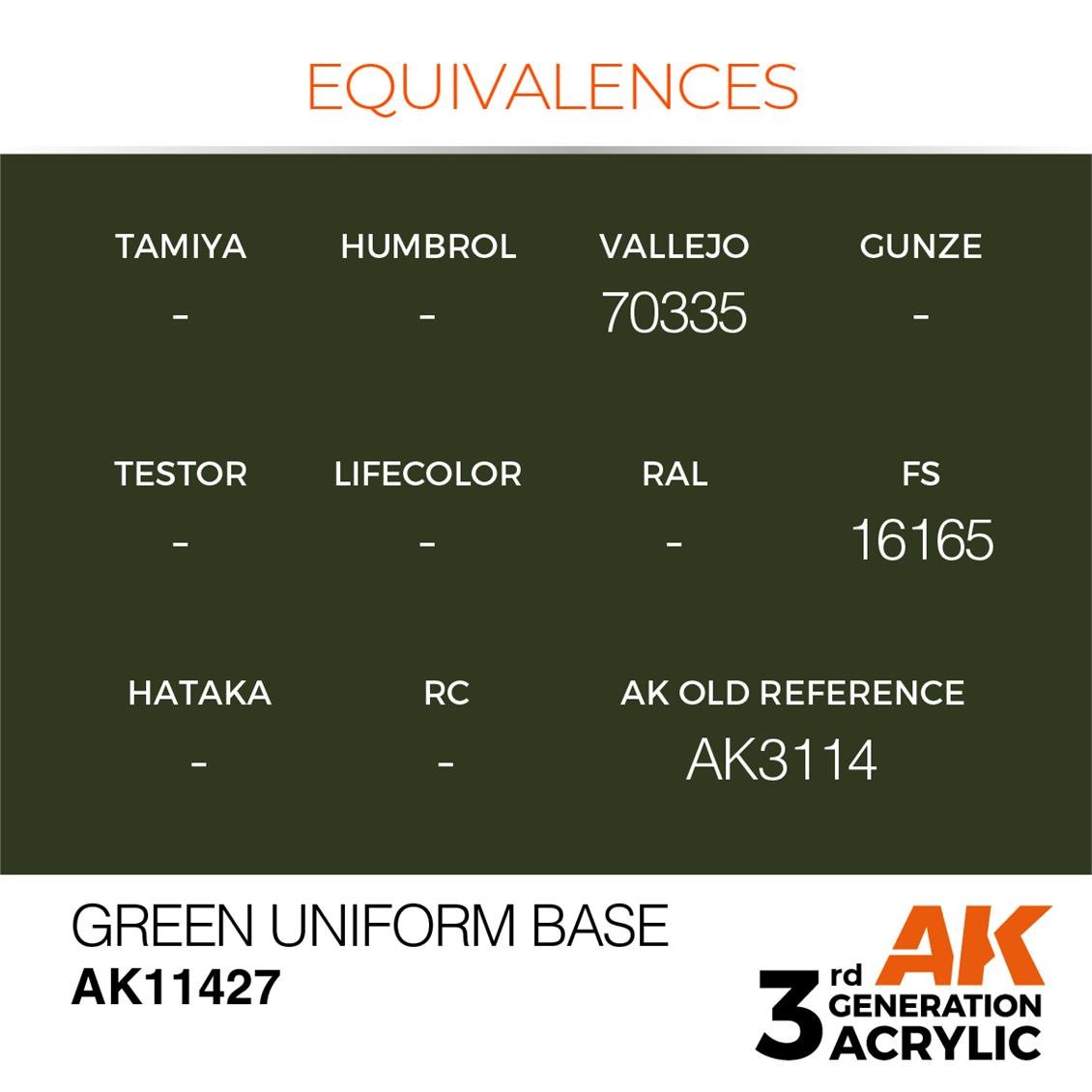 AK 11427 17 ml. Green Uniform Base, Figür Serisi 3GEN Akrilik Model Boyası