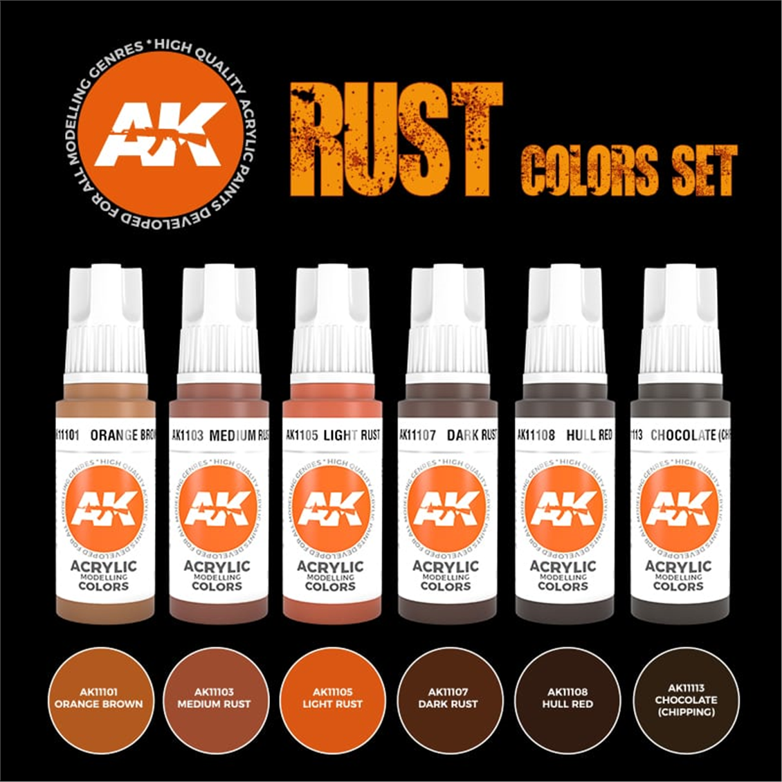 AK 11605 6x17 ml. Paslı ve Terkedilmiş Görünümü için Akrilik 3GEN Model Boyası Seti