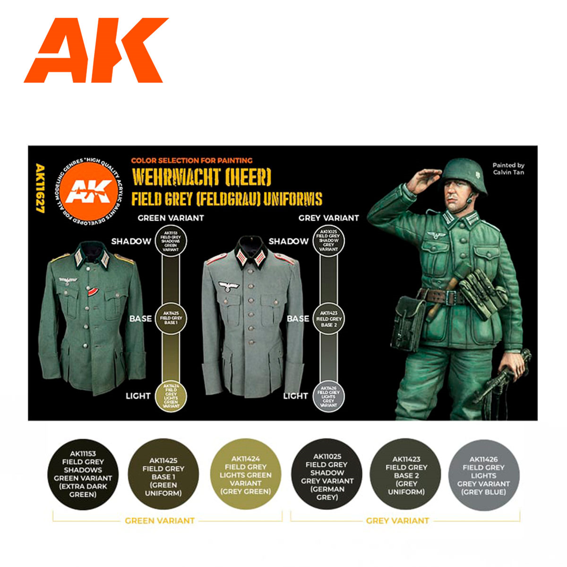 AK 11627 6 x17 ml. Alman Grisi Uniformalar, Akrilik 3GEN Model Boyası Seti