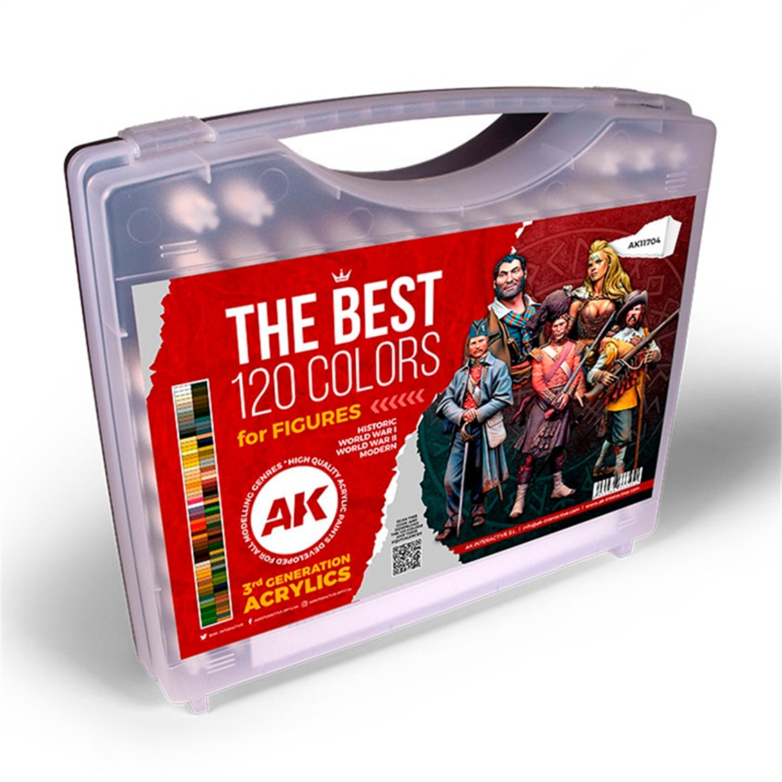 AK 11704 120x17 ml. Figür Renkleri, Plastik Taşıma Çantalı, Akrilik 3GEN Model Boyası Seti