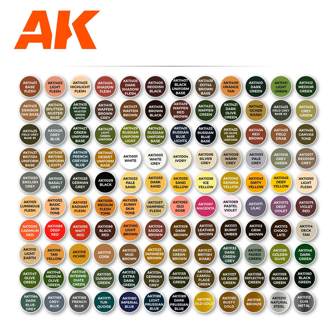 AK 11704 120x17 ml. Figür Renkleri, Plastik Taşıma Çantalı, Akrilik 3GEN Model Boyası Seti