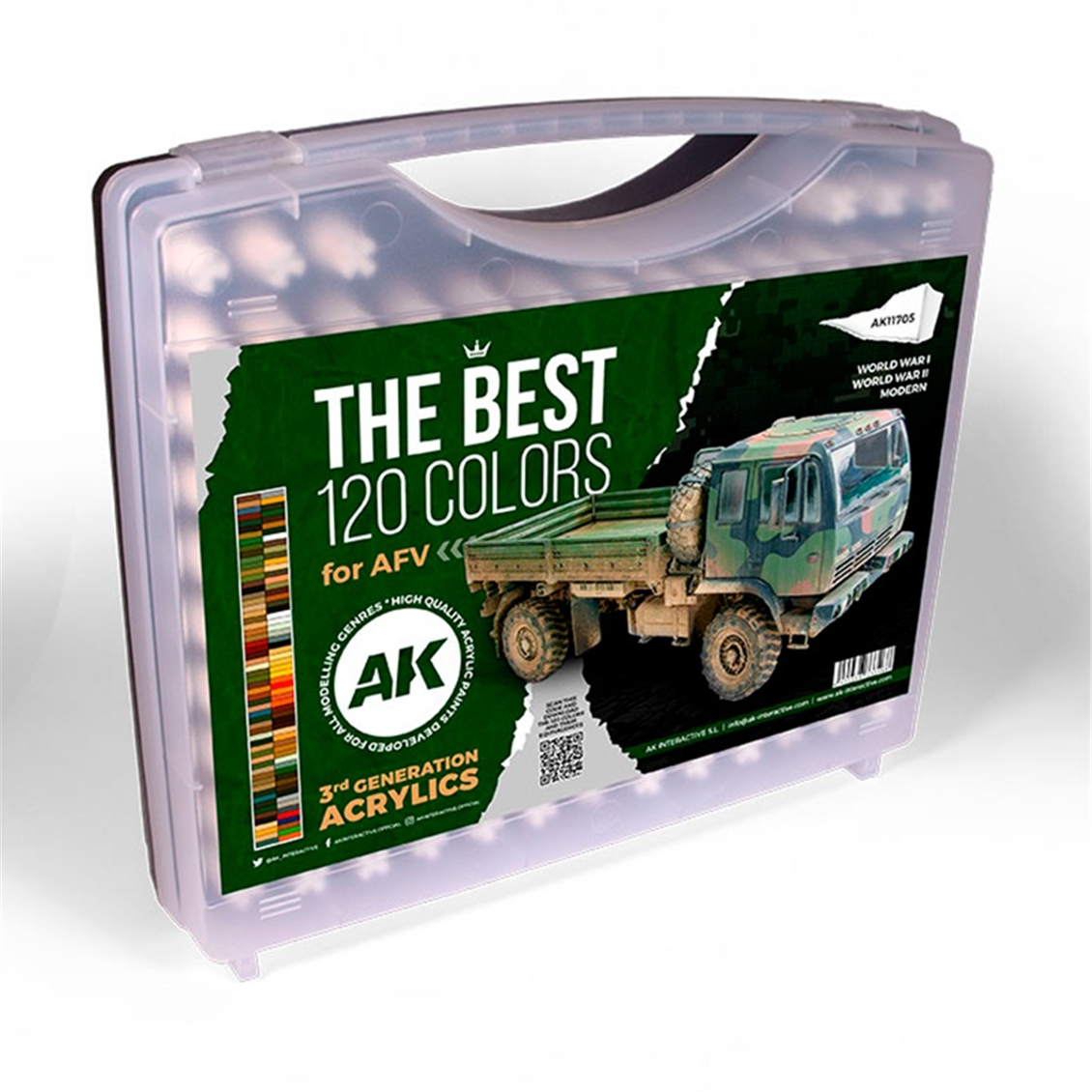 AK 11705 120x17 ml. AFV Renkleri, Plastik Taşıma Çantalı, Akrilik 3GEN Model Boyası Seti