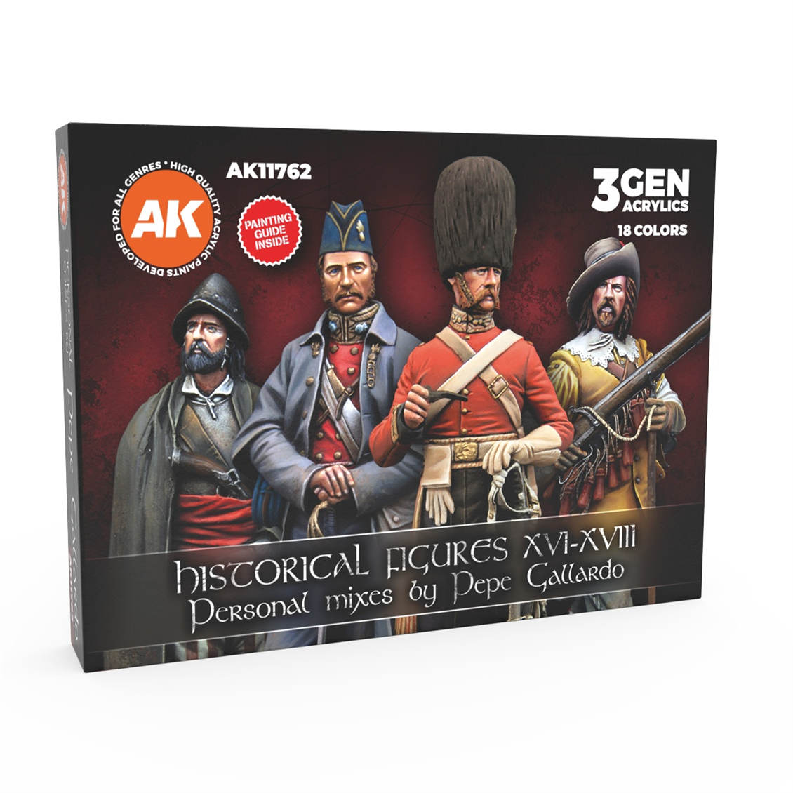 AK 11762 18x17 ml. 16-18.yy Tarihi Figürler, (Pepe Gallardo Tasarımı) Akrilik 3GEN Model Boyası Seti