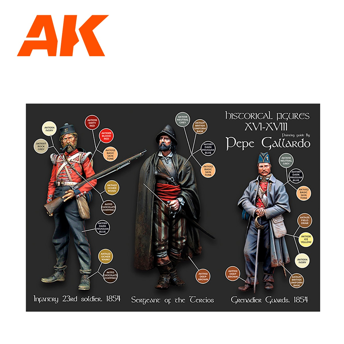 AK 11762 18x17 ml. 16-18.yy Tarihi Figürler, (Pepe Gallardo Tasarımı) Akrilik 3GEN Model Boyası Seti