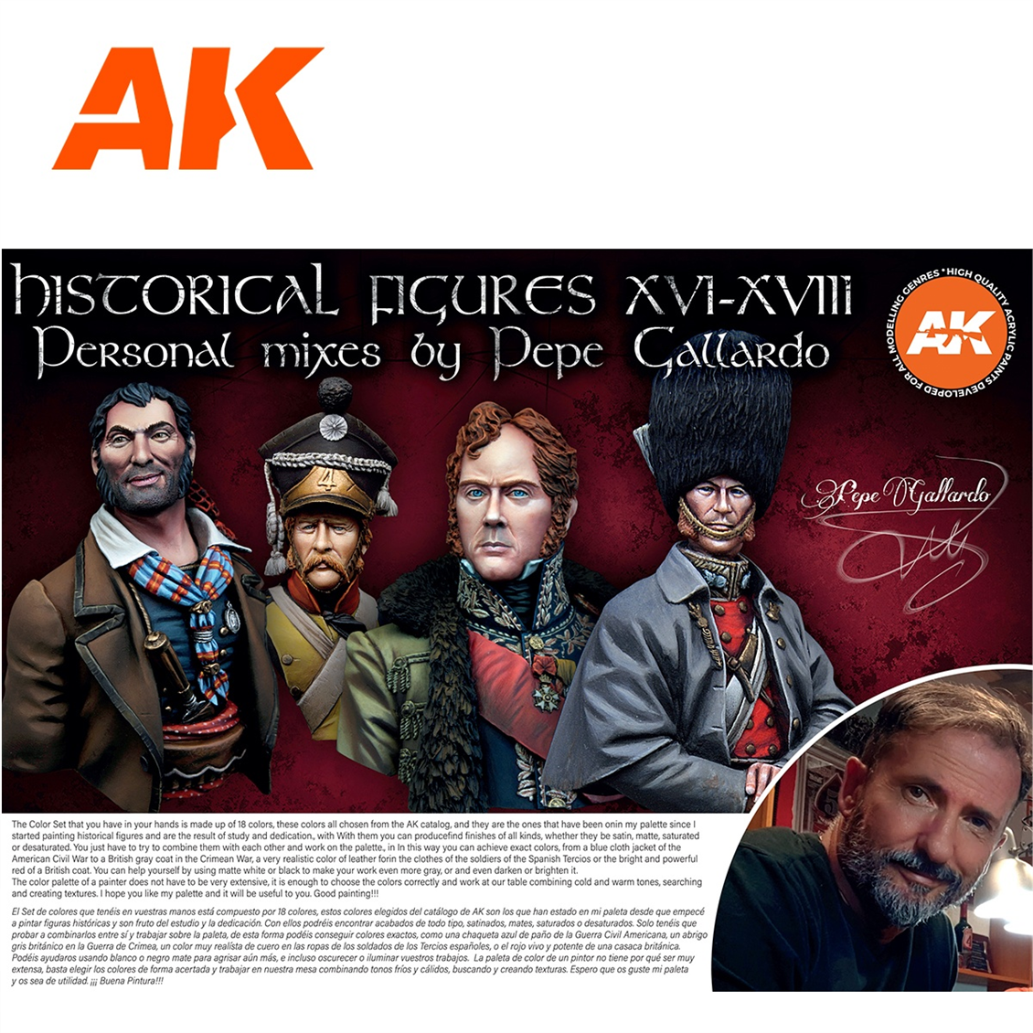 AK 11762 18x17 ml. 16-18.yy Tarihi Figürler, (Pepe Gallardo Tasarımı) Akrilik 3GEN Model Boyası Seti