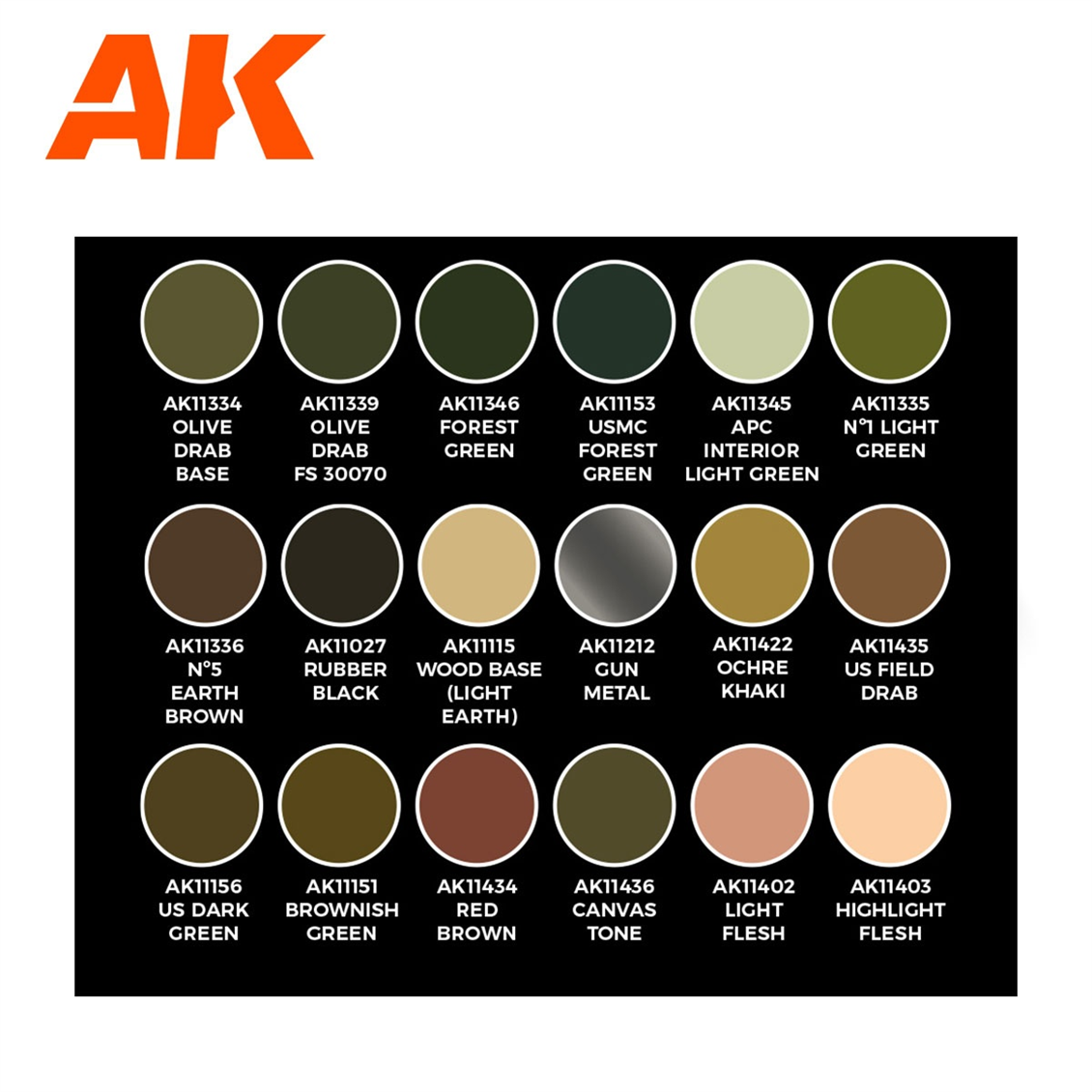 AK 11763 18x17 ml. WWII ve Modern Askeri Araçlar, (Adam Wilder Tasarımı) Akrilik 3GEN Model Boyası Seti