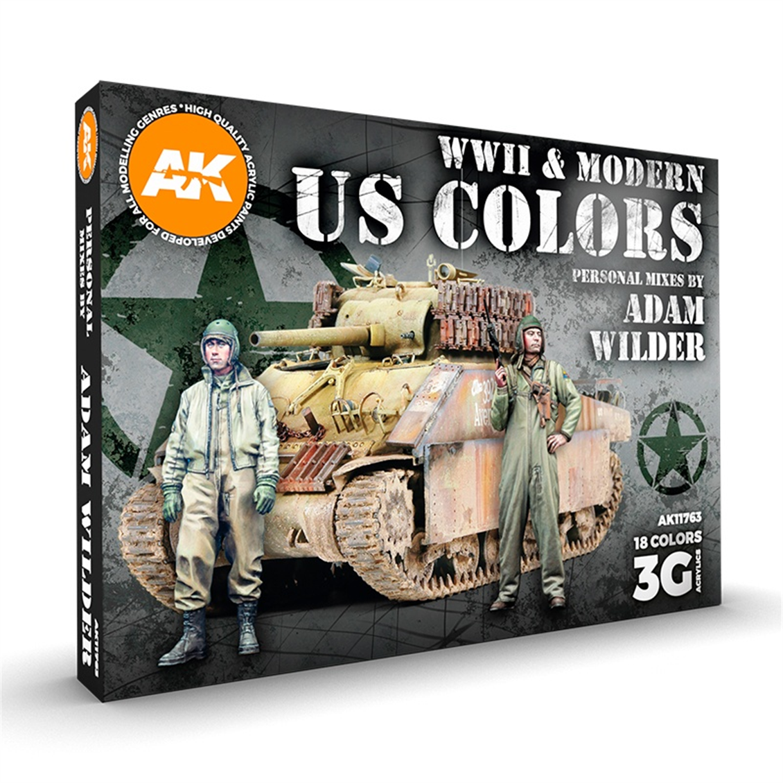 AK 11763 18x17 ml. WWII ve Modern Askeri Araçlar, (Adam Wilder Tasarımı) Akrilik 3GEN Model Boyası Seti