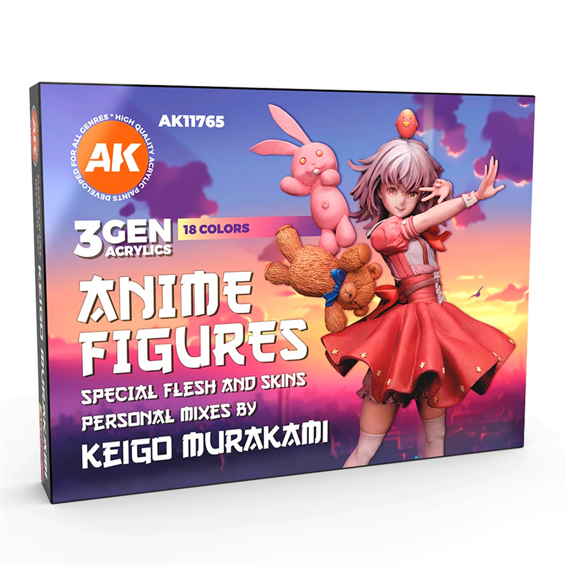 AK 11765 18x17 ml. Anime Figürler, (Keigo Murakami Tasarımı) Akrilik 3GEN Model Boyası Seti