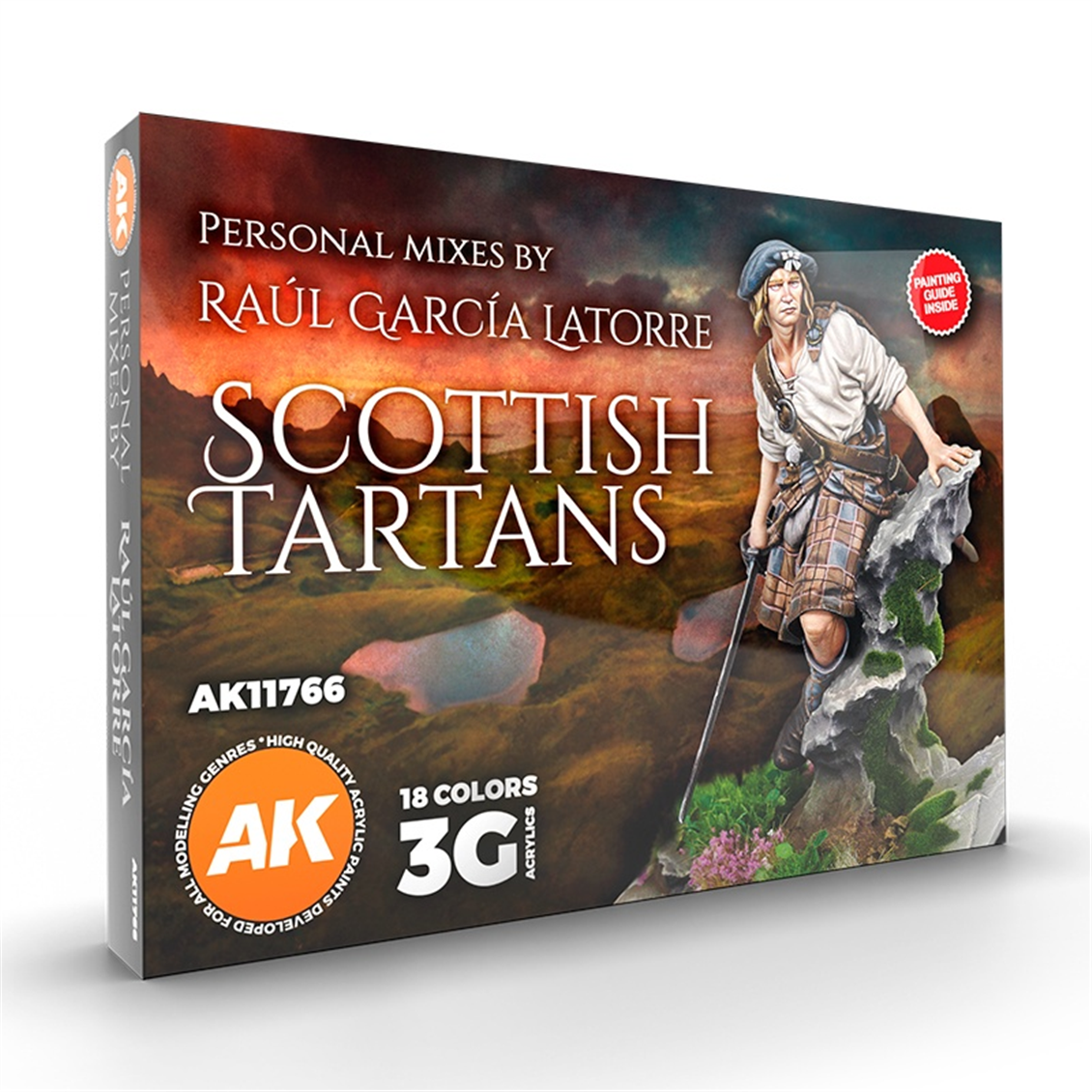 AK 11766 18x17 ml. İskoç Tartanları, (Raul Garcia Latorre Tasarımı) Akrilik 3GEN Model Boyası Seti