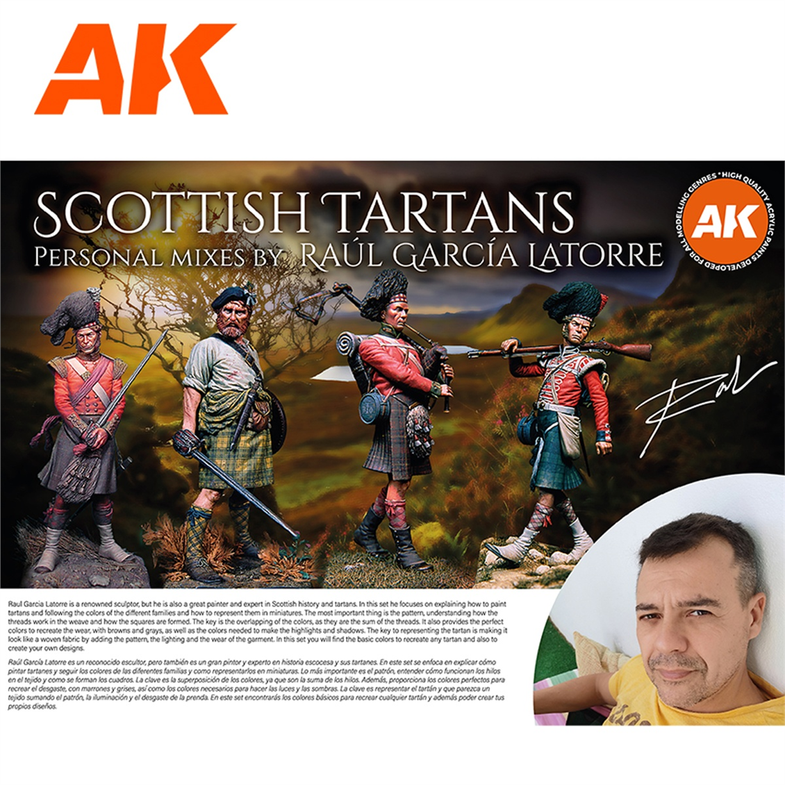 AK 11766 18x17 ml. İskoç Tartanları, (Raul Garcia Latorre Tasarımı) Akrilik 3GEN Model Boyası Seti