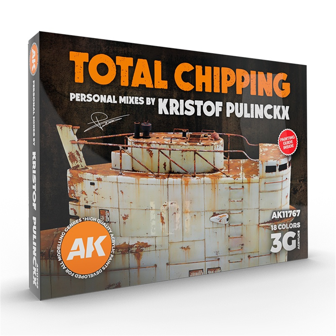 AK 11767 18x17 ml. Eskitme Efektleri, (Kristof Pulinckx Tasarımı) Akrilik 3GEN Model Boyası Seti