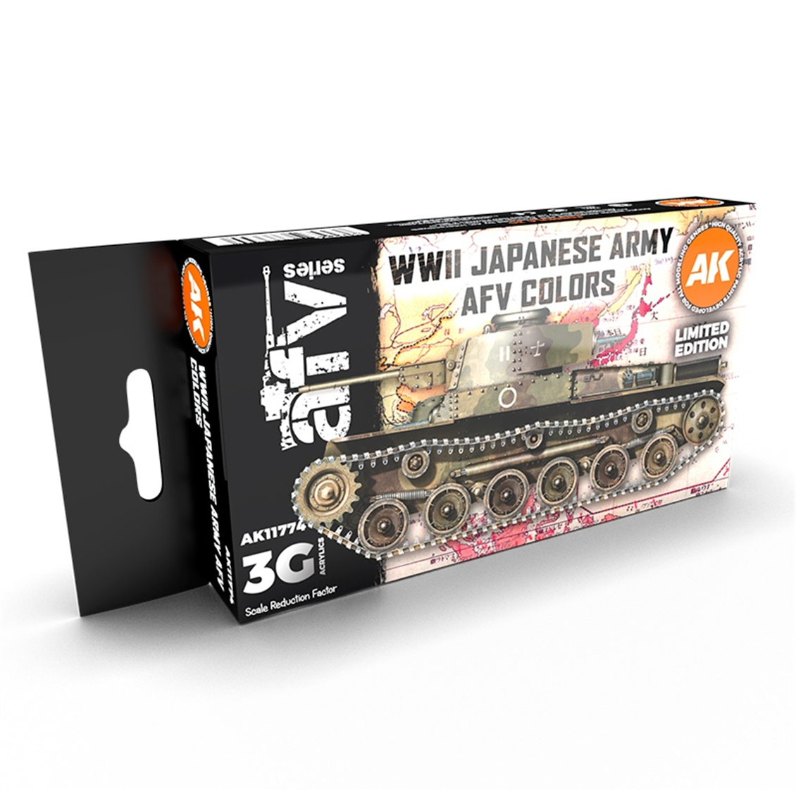 AK 11774 6x17 ml. WWII Japon Ordusu AFV Renkleri, Akrilik 3GEN Model Boyası Seti