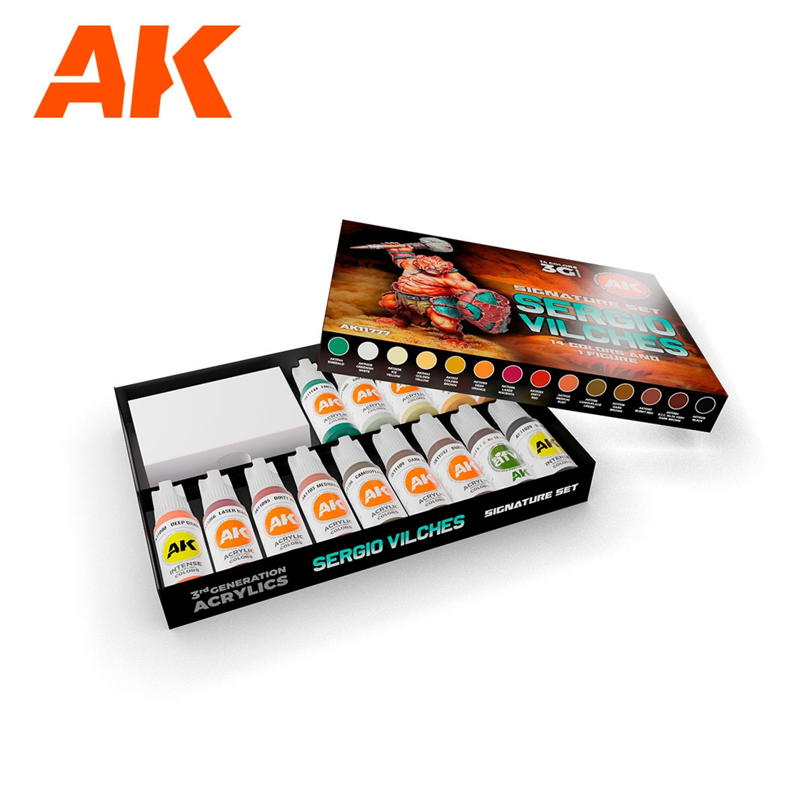 AK 11777 14x17 ml. Antropomorfik Savaşçı Figürü ve Boyaları, (Sergio Vilches Tasarımı) Akrilik 3GEN Wargame Model Boyası Seti