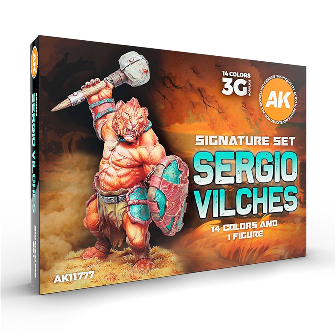 AK 11777 14x17 ml. Antropomorfik Savaşçı Figürü ve Boyaları, (Sergio Vilches Tasarımı) Akrilik 3GEN Wargame Model Boyası Seti