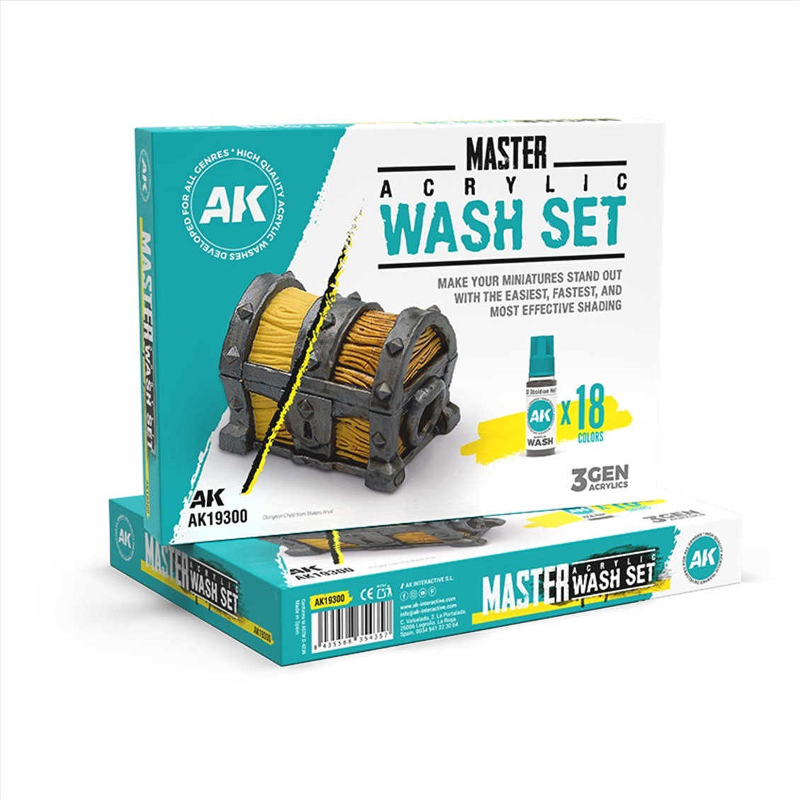 AK 19300 18x18 ml. Komple Akrilik Wash (Yıkama Boyası) Seti