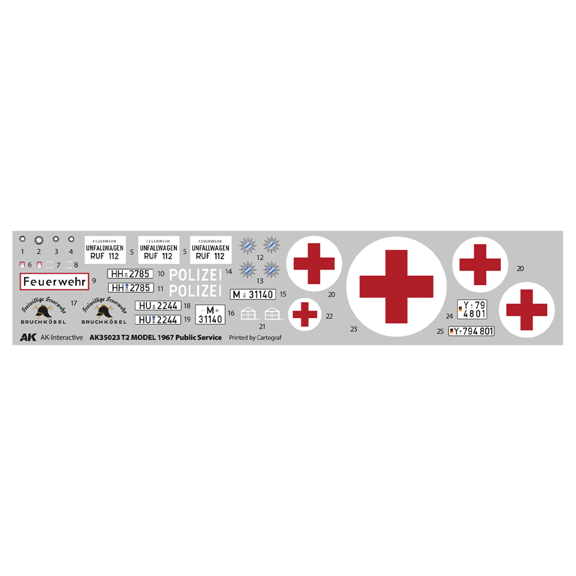 AK 35023 1/35 Ölçek, 1967 T2 VW Minibüs Ambulans, Plastik Model Kiti