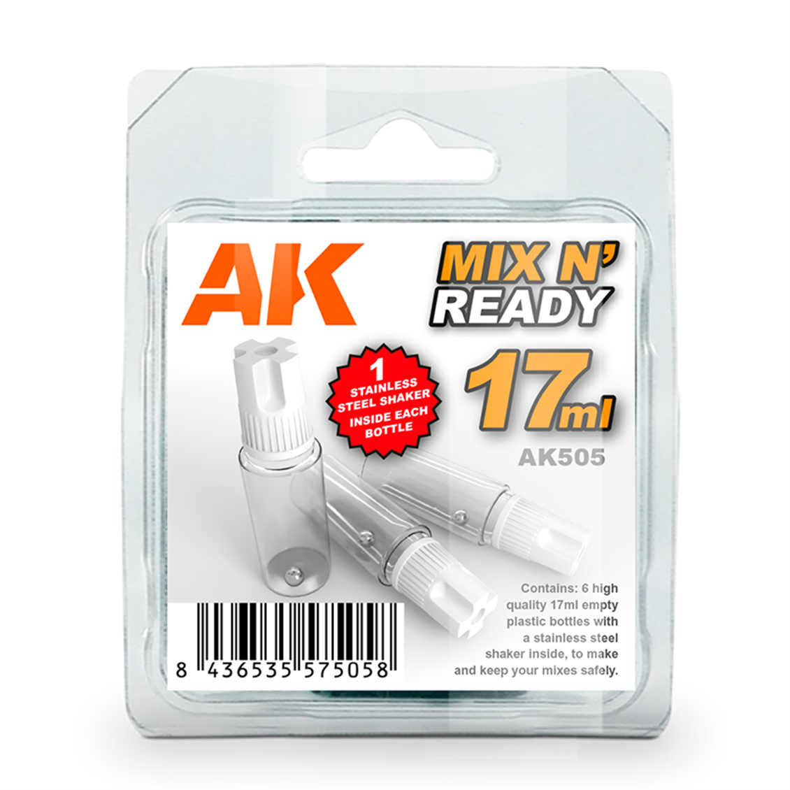AK 505 17 ml. Çelik Toplu Boya Kapları, 6 Adet