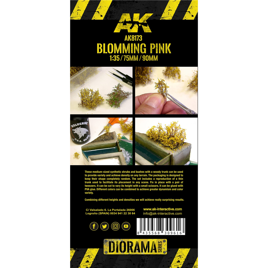 AK 8173 1/35 Ölçek, Pembe Çiçekli Ağaçlar ve Çalılar, Orta Boy