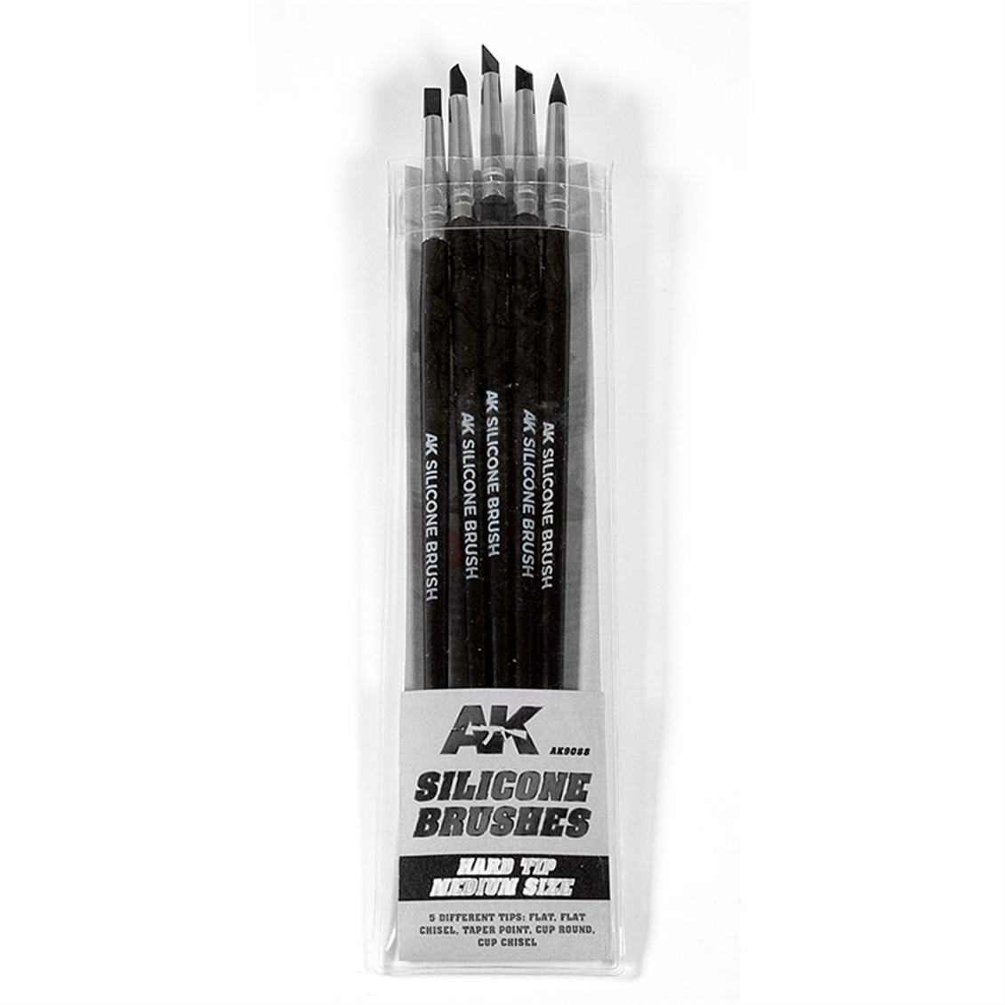 AK 9088 Orta Tip, Sert, Silikon Fırça Seti, 5 Adet