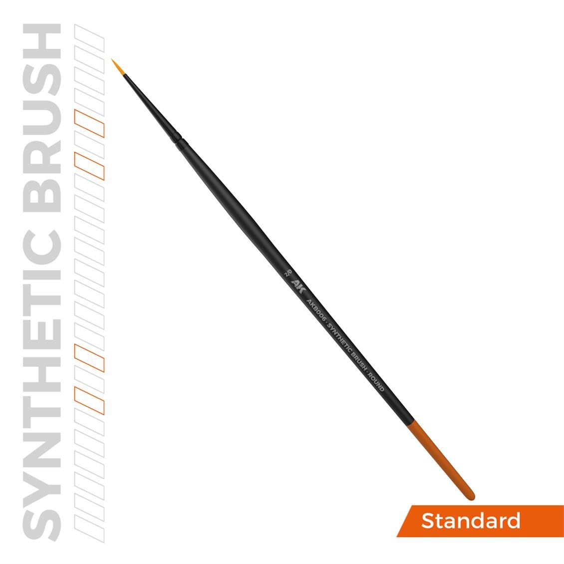 AK AKB006 No.2/0 Yuvarlak Uclu, Sentetik Kıllı Boya Fırçası