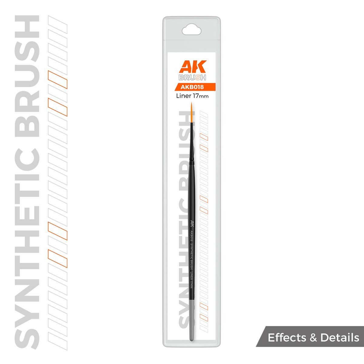 AK AKB018 Liner 17mm. Uclu, Sentetik Kıllı Boya Fırçası