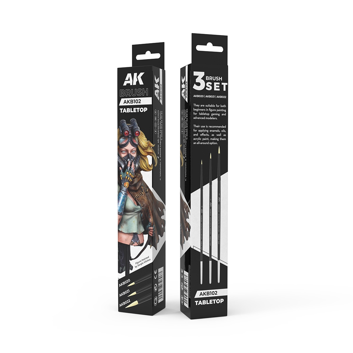 AK B102 Table Top Sentetik Fırça Seti, 3 Adet