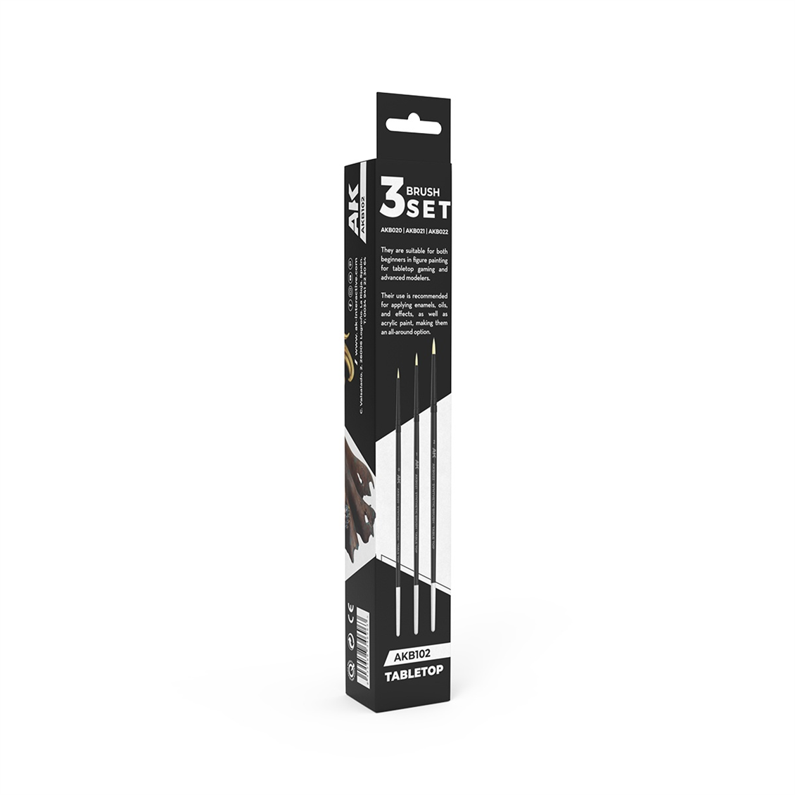 AK B102 Table Top Sentetik Fırça Seti, 3 Adet