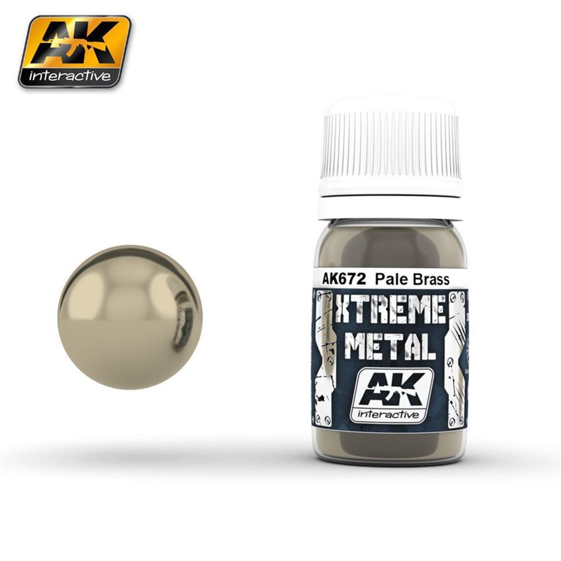 AK Interactive 672 30 ml. Soluk Pirinç Rengi, Xtreme Metal Serisi Model Boyası