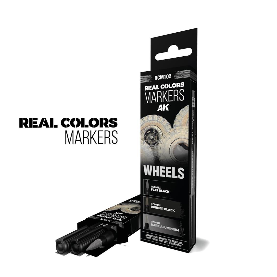 AK RCM102 Real Colors Marker Seti, Tekerlek Boyama, 3 Adet