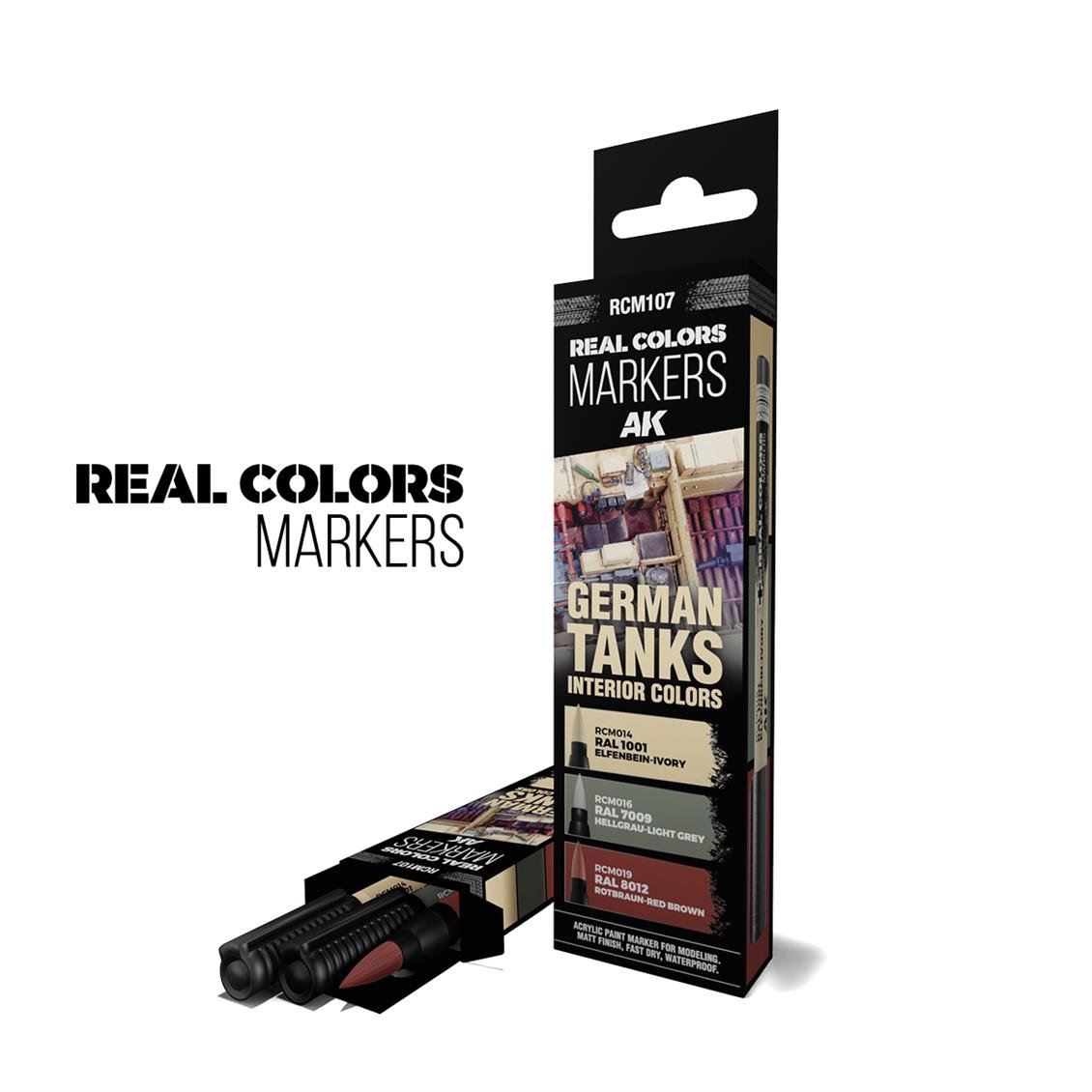 AK RCM107 Real Colors Marker Seti, Alman Tankları İç Detay Boyama, 3 Adet