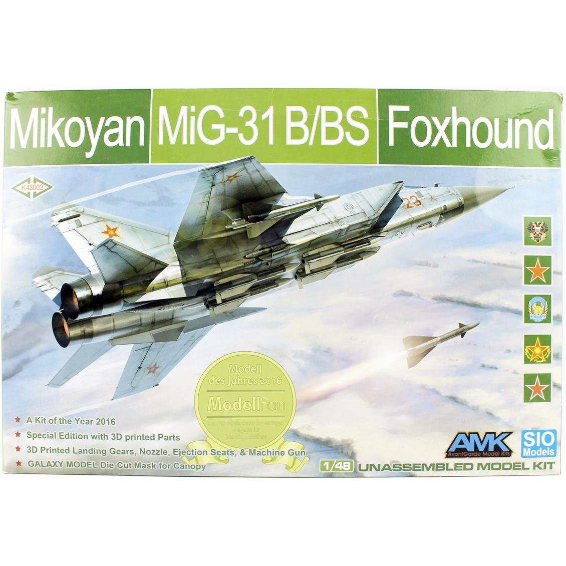 AMK 48002 1/48 Ölçek, MiG-31 B/BS Special Edition (Sio Models), Savaş Uçağı Plastik Model Kiti