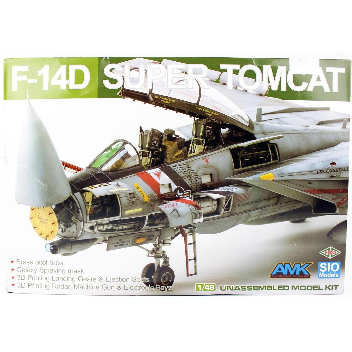 AMK 48003 1/48 Ölçek, 1/48 F-14D Super Tomcat Special Edition (Sio Models), Savaş Uçağı Plastik Model Kiti