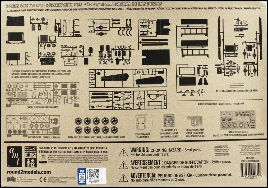 AMT 1178 1/25 Ford LNT-8000 Snow Plow Kar Küreme Kamyonu Demonte Plastik Maketi