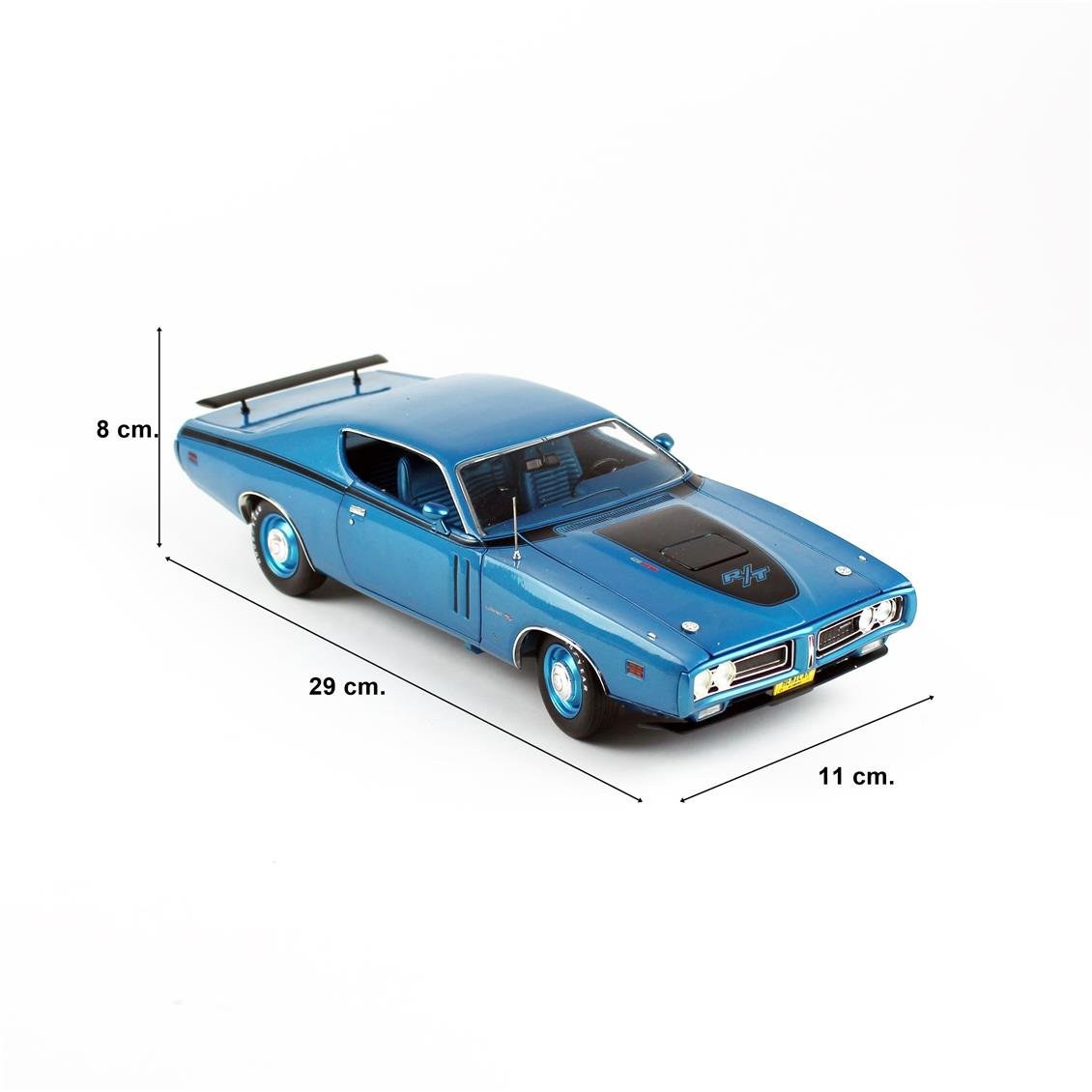 AutoWorld AMM1274 1/18 Ölçek, 1971 Dodge Charger R/T Coupe, Metalik Mavi, Sergilemeye Hazır Metal Araba Modeli