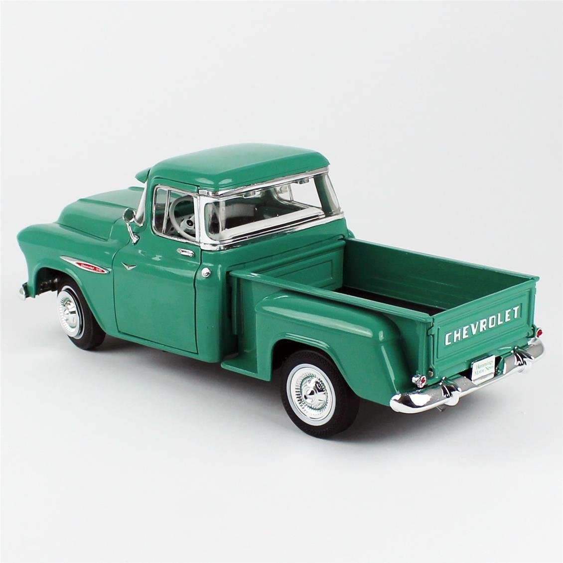 AutoWorld AW293 1/18 Ölçek, 1957 Chevrolet Stepside Kamyonet, Okyanus Yeşili, Sergilemeye Hazır Metal Araba Modeli