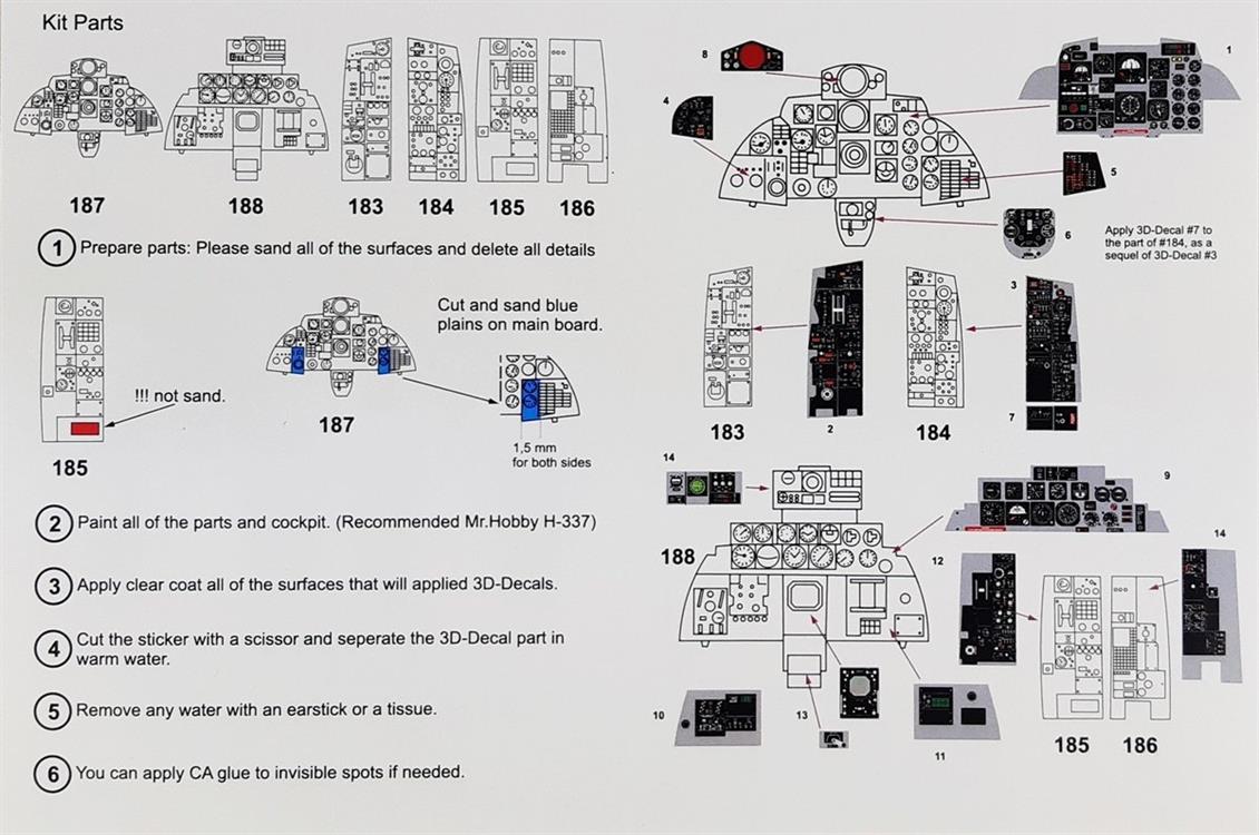 Babibi B3D-0004 1/32 F-4F Phantom II Kokpit Detayları -3 Boyutlu Decal Çıkartma