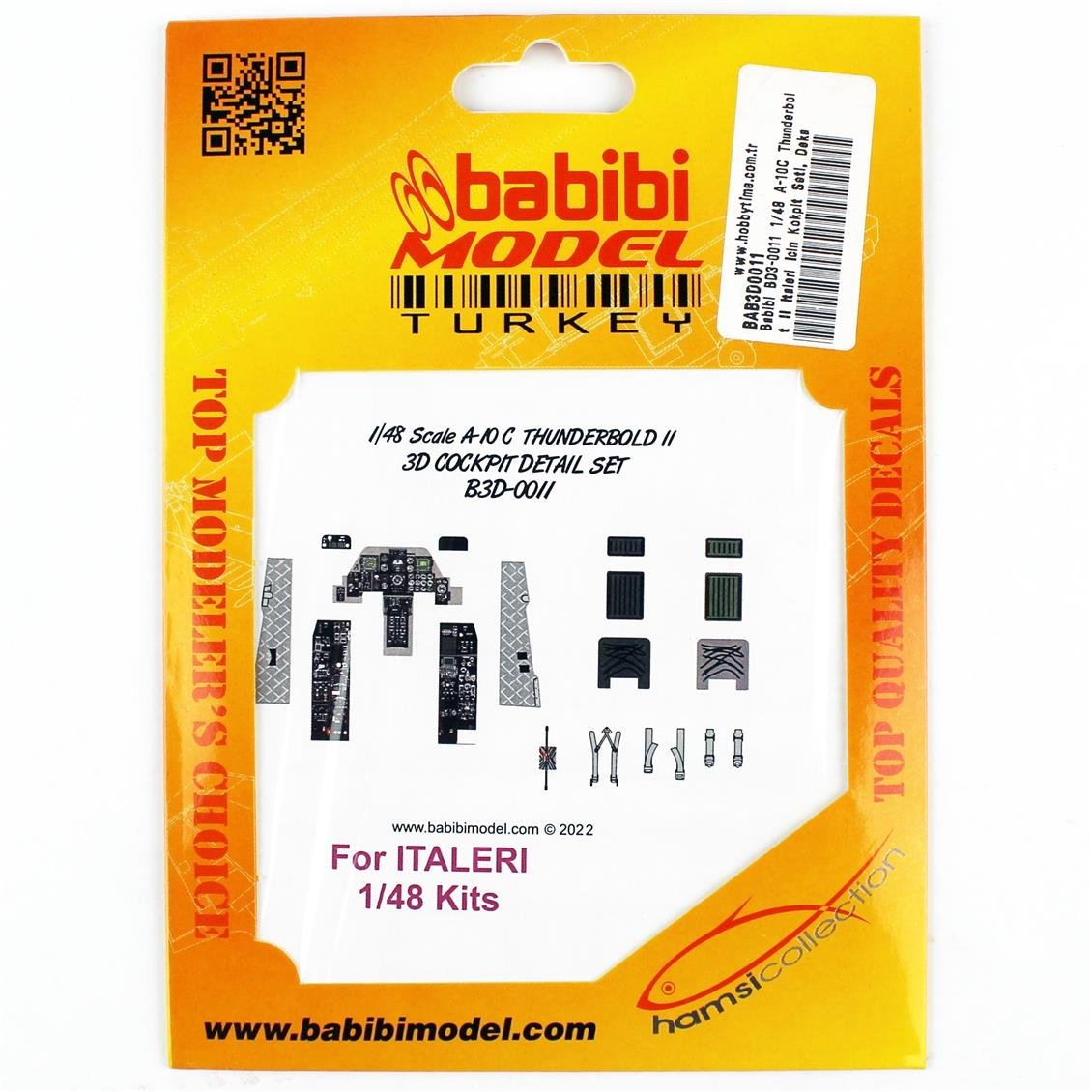 Babibi BD3-0011 1/48 A-10C Thunderbolt II Italeri İçin Kokpit Seti, Dekal Çıkartma