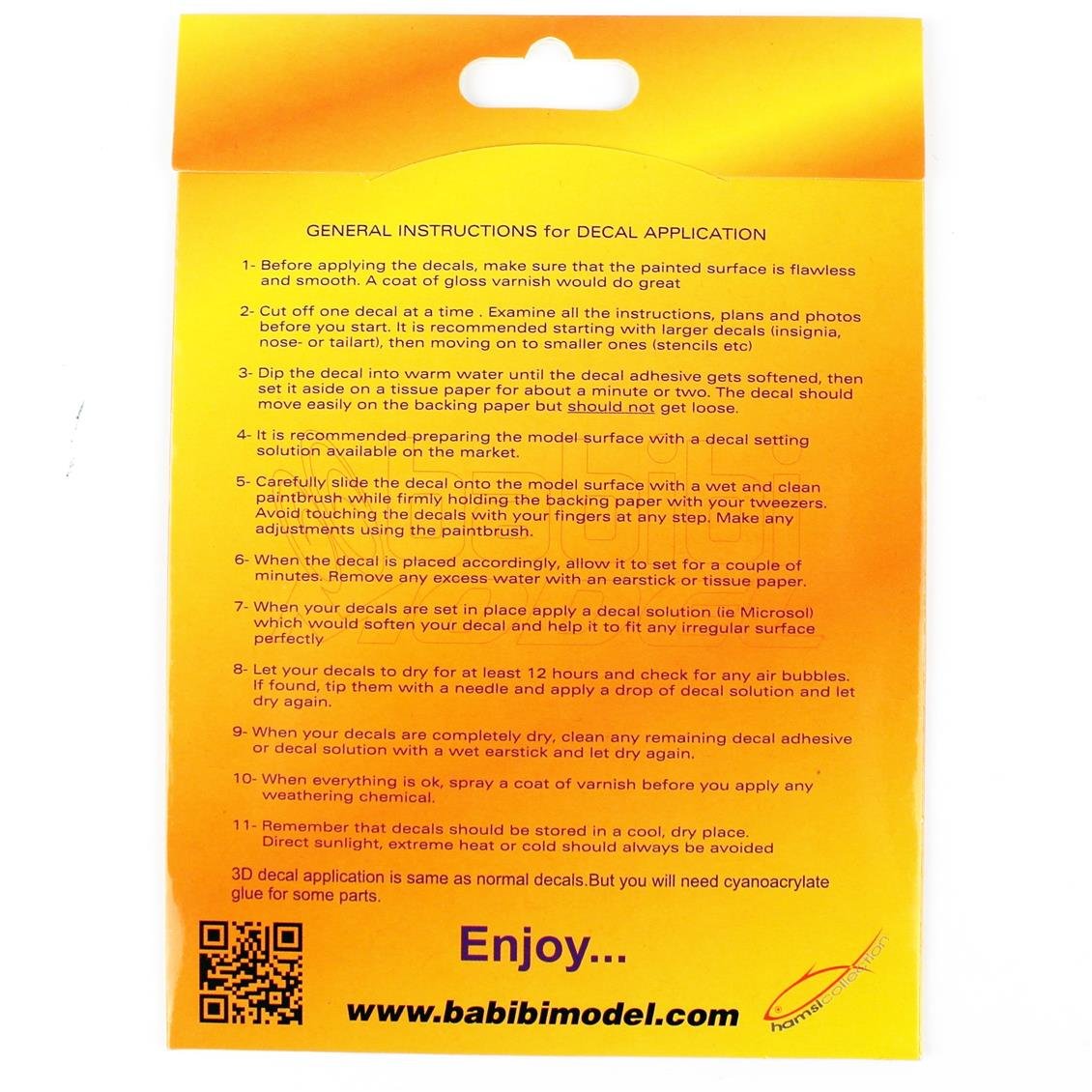 Babibi BD3-0019 1/48 F-4E son ( geç ) Phantom II Hasegawa İçin Kokpit Seti, Dekal Çıkartma