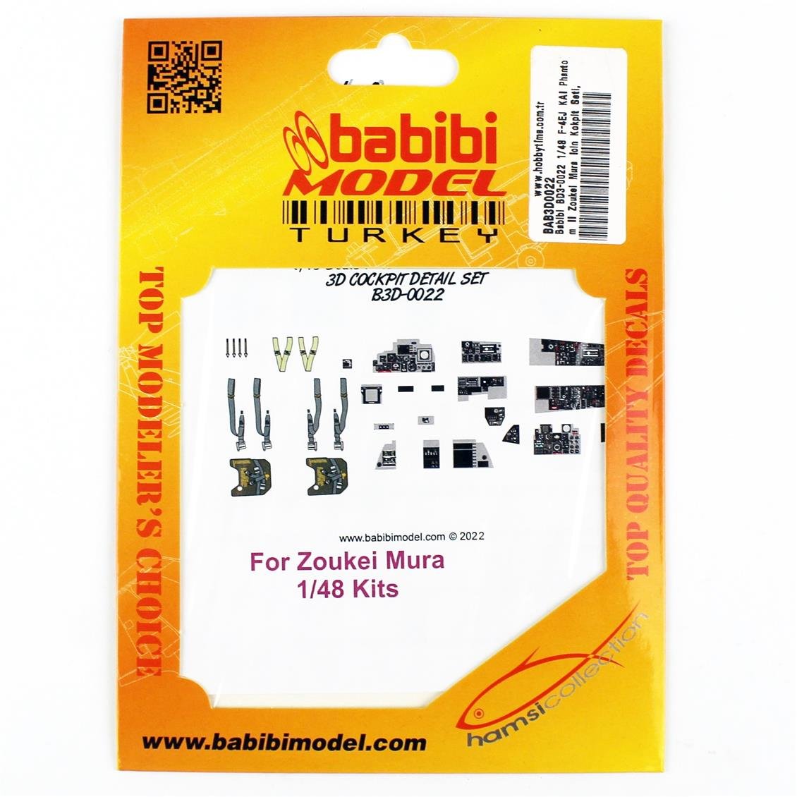 Babibi BD3-0022 1/48 F-4EJ KAI Phantom II Zoukei Mura İçin Kokpit Seti, Dekal Çıkartma