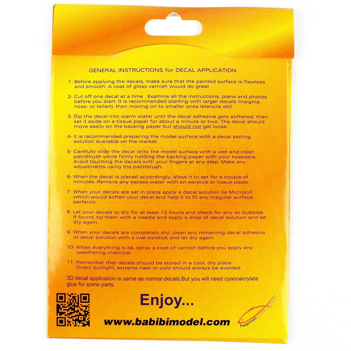 Babibi BD3-0025 1/48 F-4C Phantom II Zoukei Mura İçin Kokpit Seti, Dekal Çıkartma