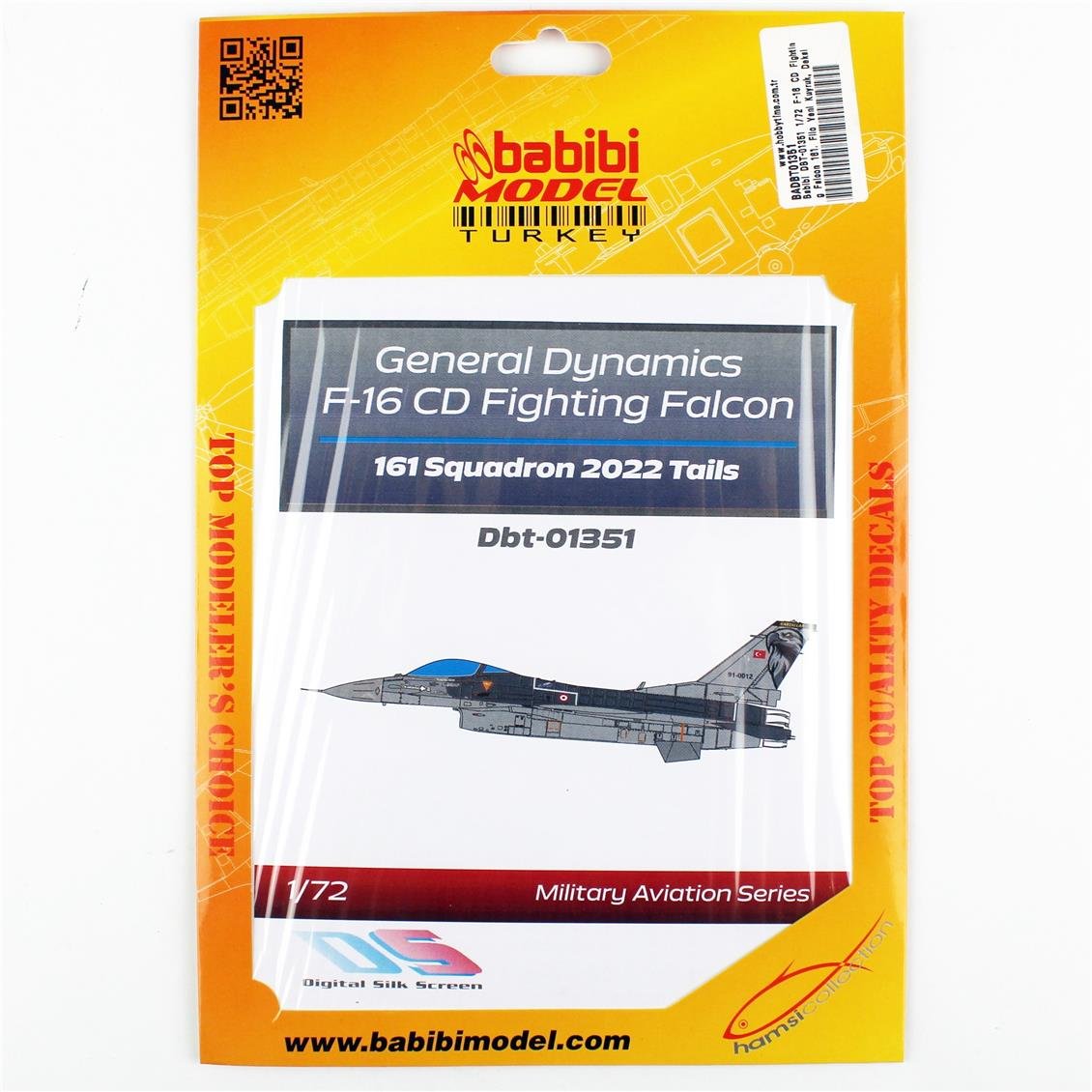 Babibi DBT-01351 1/72 F-16 CD Fighting Falcon 161. Filo Yeni Kuyruk, Dekal Çıkartma