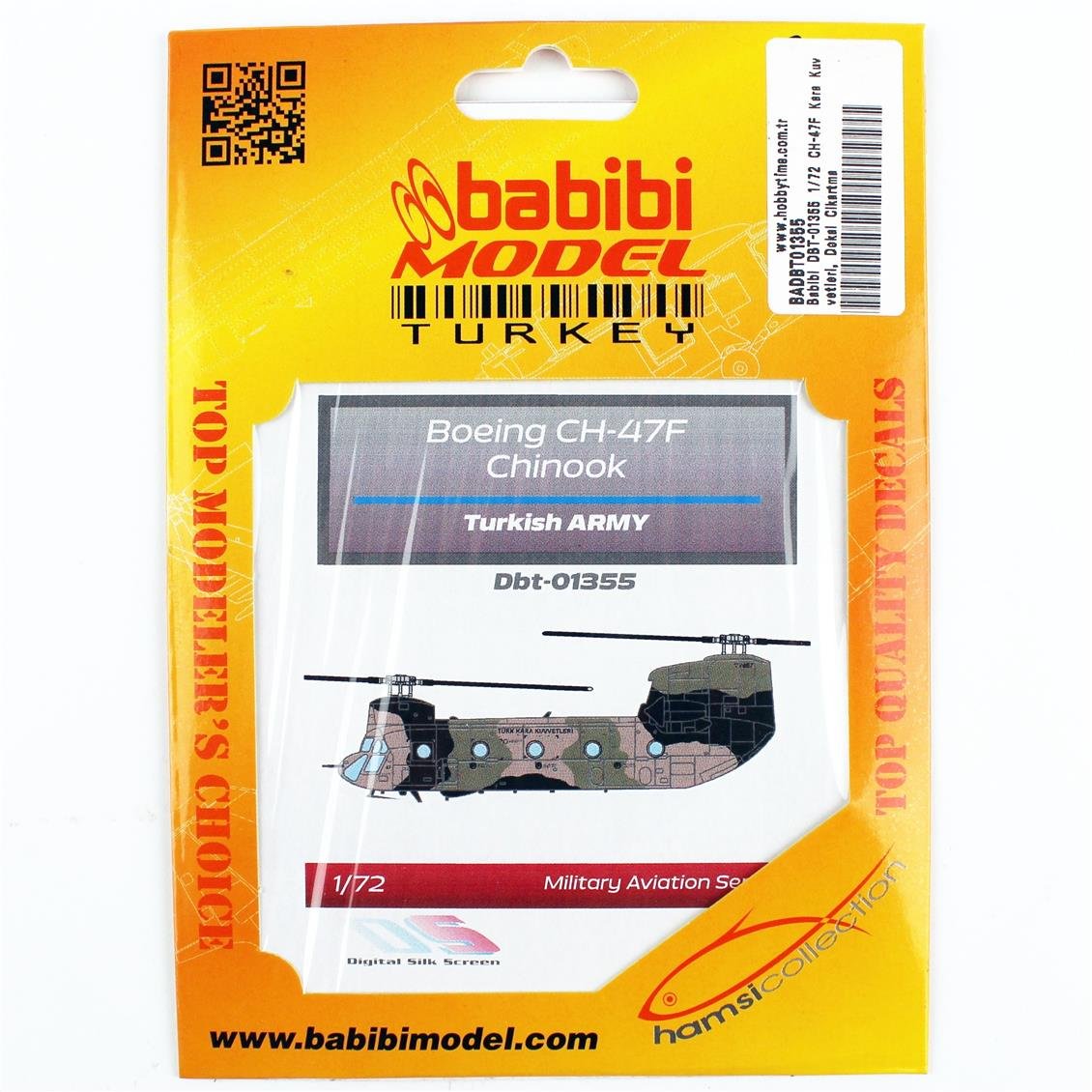 Babibi DBT-01355 1/72 CH-47F Kara Kuvvetleri, Dekal Çıkartma