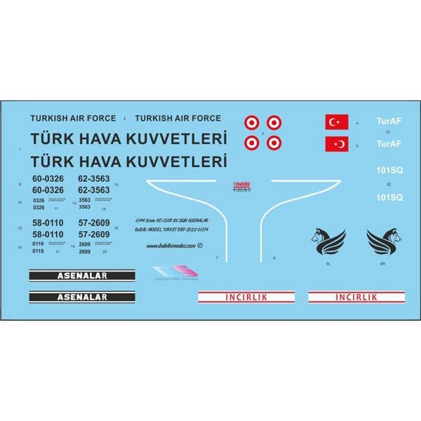 Babibi DBT-01373 1/144 KC-135R Asenalar, Dekal Çıkartma