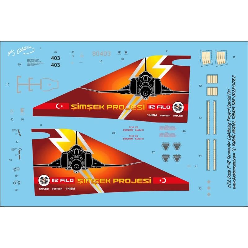 Babibi DBT-01382 1/32 F-4E Terminator Şimşek Projesi Özel Boyama, Dekal Çıkartma