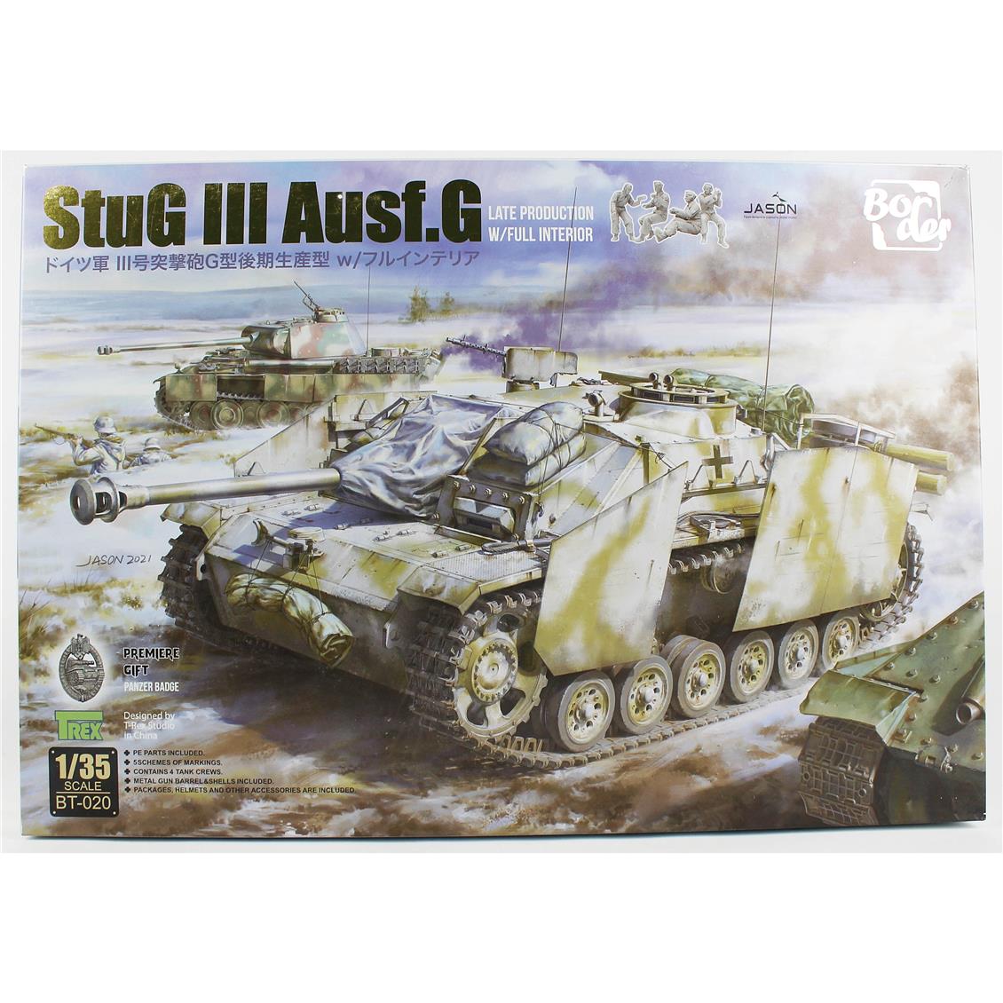 Border BT-020 1/35 Ölçek, StuG III Ausf. G, Geç Dönem Tankı, İç Detaylı, Plastik Model Kiti