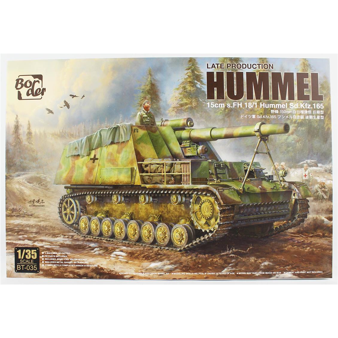 Border BT-035 1/35 Ölçek, 15cm s.FH 18/1 Hummel Sd. Kfz. 165 Geç Dönem Tankı, Plastik Model Kiti