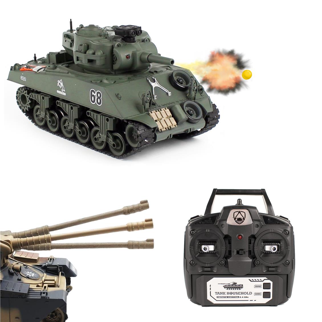 Brother 70792070 USA M4A3, Uzaktan Kumandalı, Boncuk Atarak Savaşan Tank