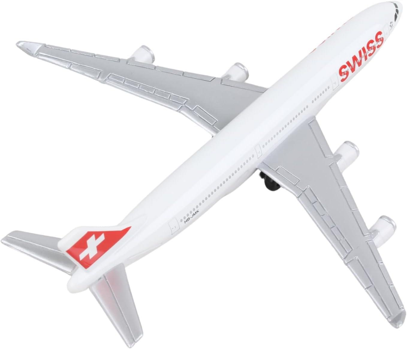 Daron 86RT-0284 Swiss A340, 12,5 cm. Metal Gövde, Plastik Kanatlar, Sergilemeye Hazır Model Yolcu Uçağı