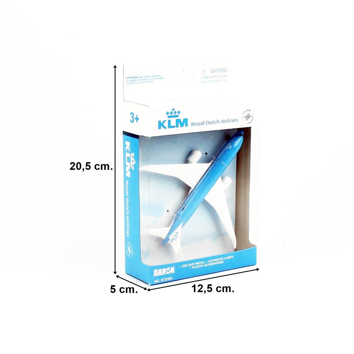 Daron 86RT-2384 KLM 787, 12,5 cm. Metal Gövde, Plastik Kanatlar, Sergilemeye Hazır Model Yolcu Uçağı