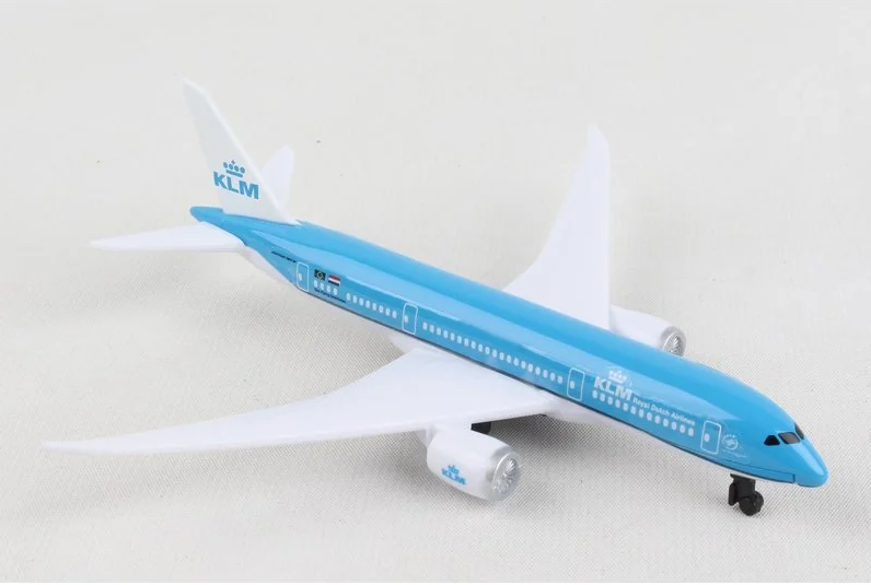 Daron 86RT-2384 KLM 787, 12,5 cm. Metal Gövde, Plastik Kanatlar, Sergilemeye Hazır Model Yolcu Uçağı